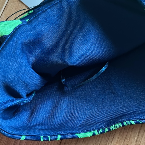 ZARA Jacquard top with asymmetric neckline and strap Blue Green Crop Top Medium - Picture 13 of 16